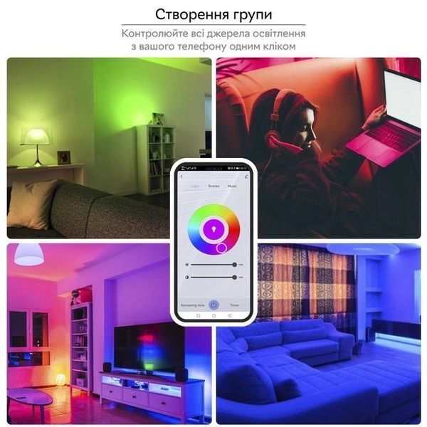 Умная лампочка Tuya Smart LED WiFi Смарт Лампа E27 RGB Color 2700K-6500K 9W sp10010 фото