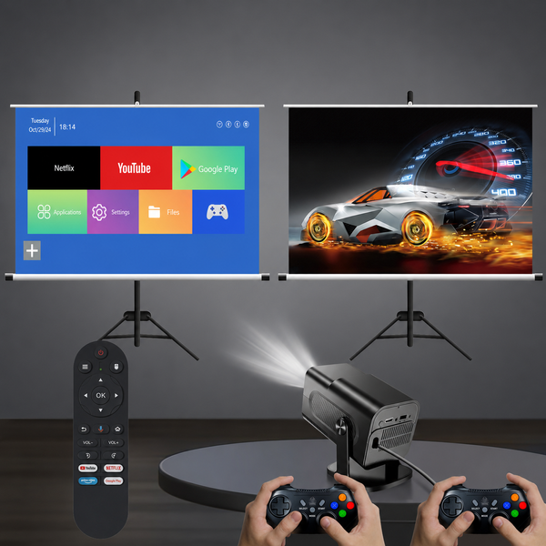 Професійний смарт-проектор 36000 ігор / Домашній кінотеатр HCS350 pro AND HA-196 / Смарт-проектор + Wi-Fi 5G, Bluetooth, HDMI, Android 12+ 2 геймпади 2055871 фото