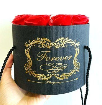 Подарочный набор роз Forever I love you букет в шляпной коробке, ручной работы, красный G414110 фото