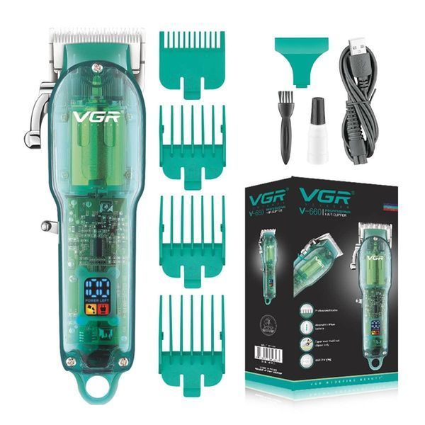 Профессиональная машинка для стрижки VGR Professional Clipper Transparent Green V-660 VEN660 фото