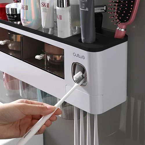 Диспенсер-полиця для зубного приладдя з 4 склянками VEN0359 фото